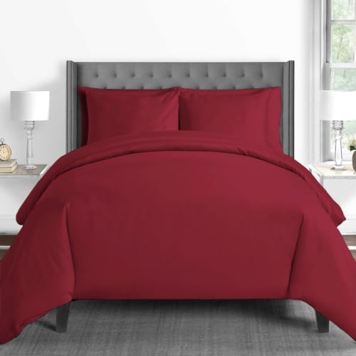 Pizuna 600 Fadenzahl aus Baumwolle Bettwäsche Rio-Rot, 100% Langstaple Baumwolle Bettbezug und Kissenbezug, 100% Baumwolle Mako Satin 2-Teilig Bettwäscheset 155x220 + 80x80 Rio-Rot