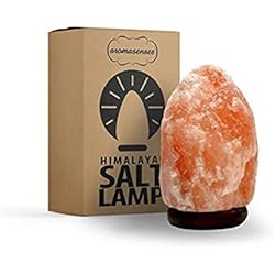 Lamparas De Sal Quilmes AROMASENSES.- Lámpara de Sal del Himalaya con Base de Madera, Cable y Bombilla - Natural 100% -Hecha a Mano (1-2 Kg)