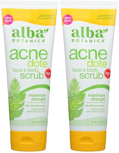 Alba Botanica Acnedote Maximum Strength Face & Body Scrub, 8 Oz (Pack of 2)