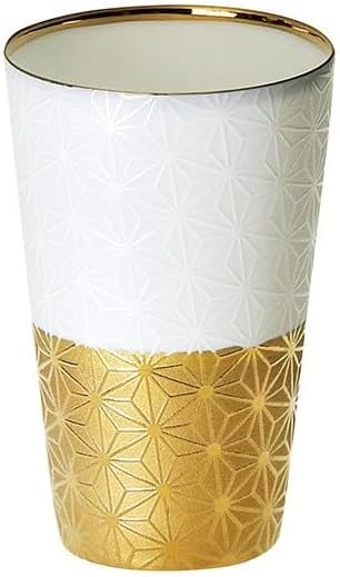 日本陶彩 Usuzukuri Cold Sake Cup, Hemp Leaves, Gold
