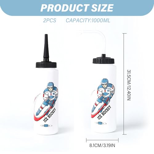Botella de agua de hockey con pajita larga exprimir bidón deportivo 1l fútbol bicicleta 6
