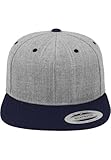 Flexfit Mütze Classic Snapback 2-tone - Gorro, unisex, Multicolor (Heather/Navy), Talla única