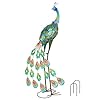 YEAHOME Garden Decor Outdoor Statues 34 Large Metal Peacock Standing Yard Art Blue Green Bird Lawn Sculptures Garden Decor for Outside Patio Porch Backyard