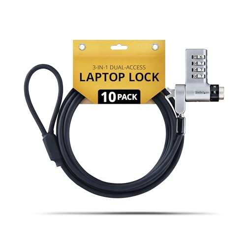 Candados 3 en 1 StarTech pack de 10 llaves igualadas cables de acero para portátil
