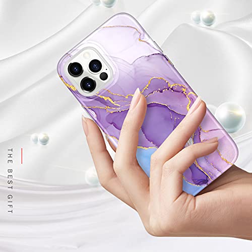 Baisrke Compatible With Iphone 12 Case,Iphone 12 Pro Case Gold Sparkle Glitter Marble For Girly Women,Shockproof Flexible Bumper Soft Tpu Cover For Phone Case 6.1 Inch 2020 - Purple #TOP5