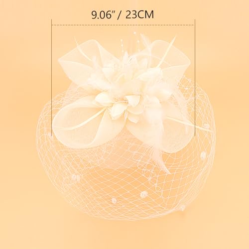 Image of DRESHOW Women Fascinator Hats Tea Party Hat Vintage Pillbox Hat Headband for Cocktail