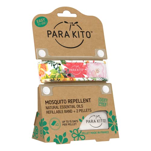 Para'kito Mosquito Insect & Bug Repellent Wristband - Waterproof, Outdoor Pest Repeller Bracelet W/Natural Essential Oils (Flowery) #TOP2