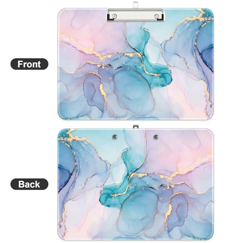 Image of Plastic A4 Clipboard Landscape, Fashion Clip Board with Low Profile Clip for Drawing, Sketching, Art Supplies, Drafting Supplies, Colorful Ink Marble