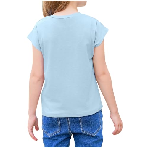 Girls Short Sleeve T-Shirt Solid Color Basic Tees Shirts Summer Casual Cotton Tshirts Cute Tops3