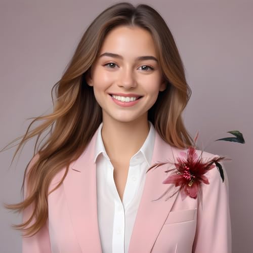 Image of Multi-function Feather Flower Brooch Pins & Hair Clips for Women Girls Corsage Brooch Party Ceremony Accessories Dance Banquet Pins Headdress