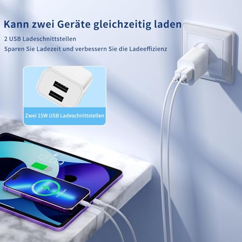 4er Pack USB ladegerät für iPhone 16 15 14 Plus Pro Max 13 12 11 SE Samsung Android Adapter, iPhone ladegerät Ladestecker Power USB stecker Netzteil(Ohne Ladekabel)