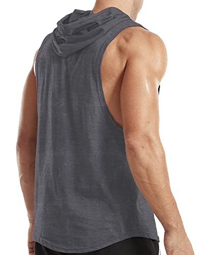 Men's Workout Sleeveless Hoodies Athletic Training Cotton Gym Hooded Tank Tops Sports Bodybuilding Fitness Muscle T Shirts - Image 3