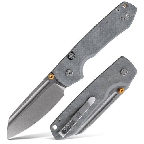 Image of Vosteed Raccoon EDC Pocket Knife - 3.25 inch 14C28N Stonewash Blade, Modified Sheepsfoot - Top Liner Lock, Gray G10 Handle - Surviving Hiking Knives - A2930