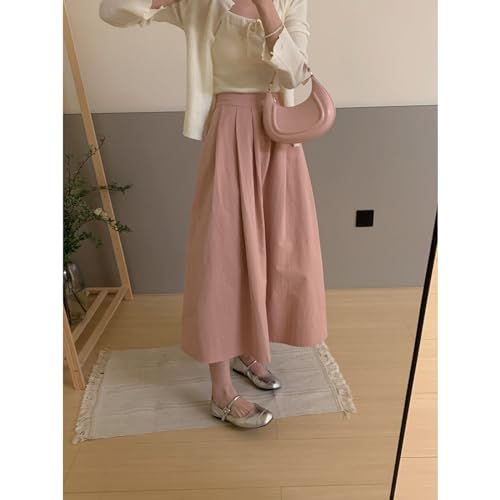 Women's Elastic Waist mid Length Skirt A-line Midi Swinging Open Skirt Women's Skirts4