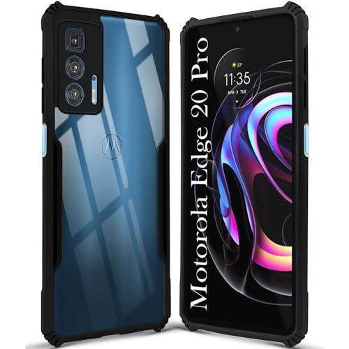 Image of Jkobi Back Cover Case for Motorola Edge 20 Pro (Shockproof with Polycarbonate Clear Panel | Professional Black)