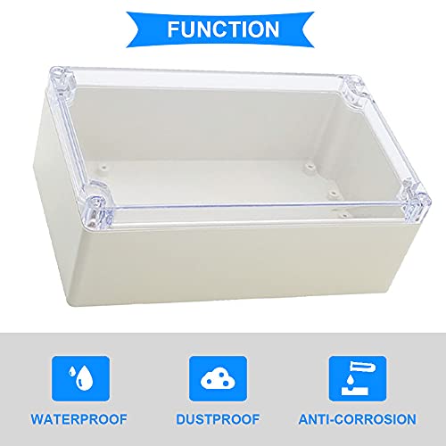 Youmile ABS Elektrische Anschlussdose 200x120x75 mm IP65 wasserdichte elektronische Projektgehäuse Box transparente Abdeckung für den Außenbereich mit 12P Klemmenblock, 4 Stück PG7 Kabelverschraubung