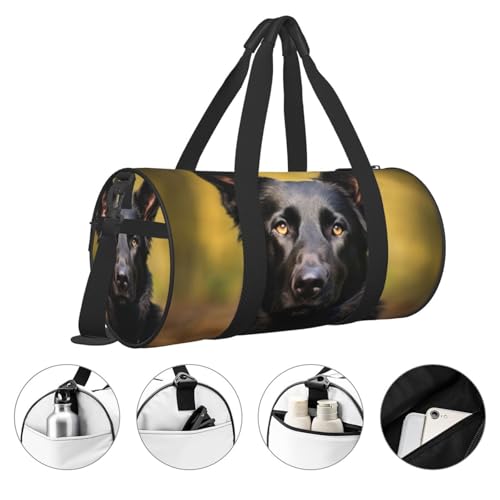 Travel Duffle Bag Weekender Bags for Men Women with Shoe Compartment Large Capacity Weekender Overnight Bag Black German Shepherd Dog Carry On Tote Bags Sport Gym Bag for Travel Yoga, Black, One Size3