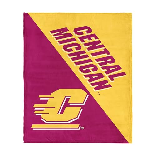 Northwest NCAA Central Michigan Chippewas Halftone Silk Touch Throw Blanket, Ultra Soft Plush Polyester, Lightweight Warm Decorative Fan Gift, 46 x 60 in