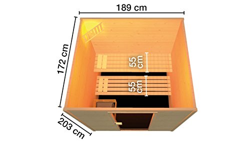 WEKA Sauna Vaasa 2 | 7,5-kW-Kombiofen mit externer Steuerung | 187 x 170 x 203,5 cm | 38 mm Wandstärke - 4004581402730 WEKA Sauna Vaasa 2 | 7,5-kW-Kombiofen mit externer Steuerung | 187 x 170 x 203,5 cm | 38 mm Wandstärke
