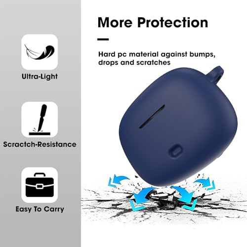 Image of Sounce Earphone Case Cover Compatible for Boat Nirvana Ion, Soft Silicone Skin Case Cover Shock-Absorbing Protective Case with Keychain [Front LED Visible](Blue)
