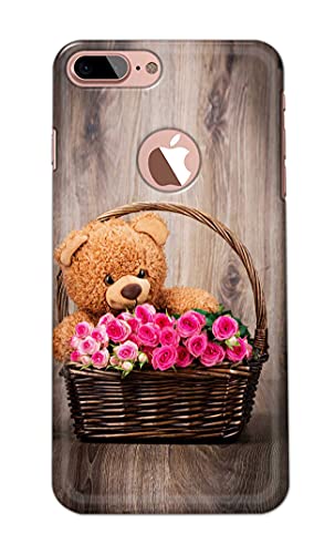 Image of PRINTFIDAA Roses and Teddy Bear in The Wicker Hard Back Cover for iPhone 7 Plus Logo (5.5 inch) / iPhone 8 Plus Logo (5.5 inch), A1784 Back Cover -(P6) KAT1004