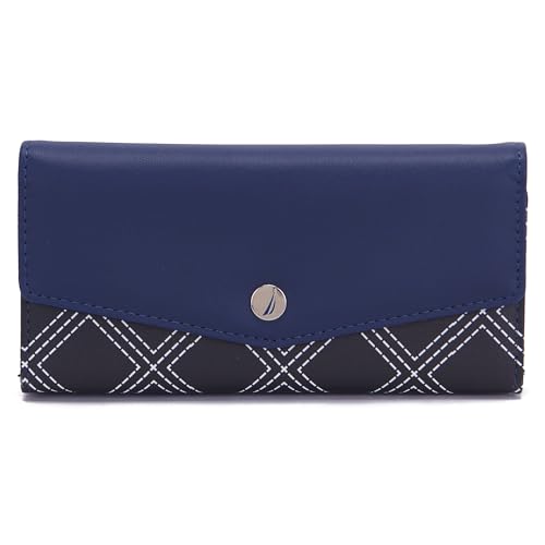 Image of Nautica Money Manager RFID Women's Wallet Clutch Organizer, Navy Blue