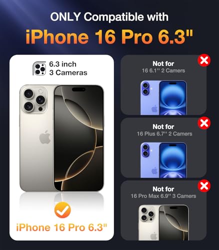 image for Diaclara Designed for iPhone 16 Pro Case, Full Body Rugged with Touch 