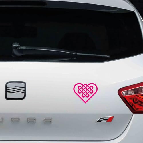 Pegatina vinilo Nudo corazón celta negativo 10x8cm (Gris mate)