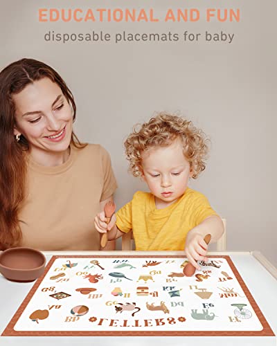 image for Babebay Disposable Placemats for Baby, 40 Pack Sticky Toddler Placemat