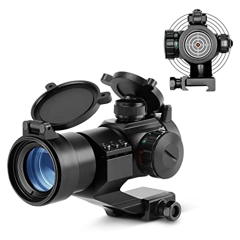 ESSLNB Red Dot Sight 5 Brightness Settings Rifle Scope with 20mm/22mm Weaver/Picatinny Rail Mount and Flip-Up Covers for Hunting Cover