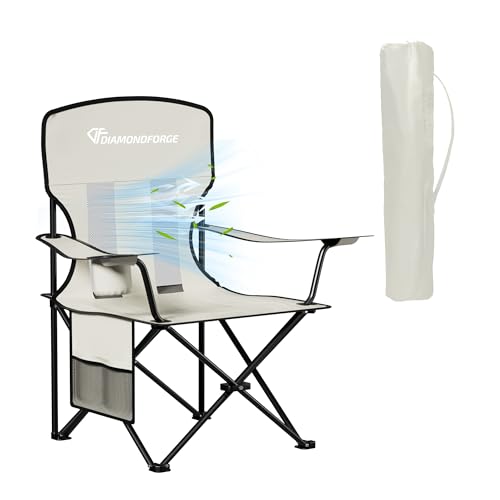 Camping Chairs, High Back Breathable Mesh Camping Chair 300 LBS Capacity, Portable Outdoor Lawn Chair Folding with Cup Holder for Picnic, Lawn, Beach, Fishing and Sports (Grey)