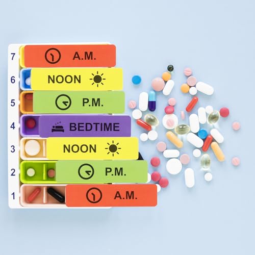 Image of Medicine Stickers Medication Instruction Label Permanent Paper Label AM NOON PM Bedtime for Pill case Planner 0.4 * 1.6inch (500 per Roll 4 Pack)