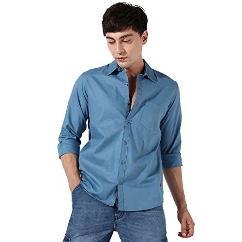 Image of CAHOOT Mens Striped Cotton Shirt Button Up Regular Fit for Casual Wear Cotton Spread Collar Shirt Crafted with Comfort