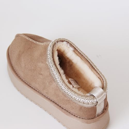 Gegefur Women's Snow Boots Platform Boot Fur Lined Slip On Short Boots3