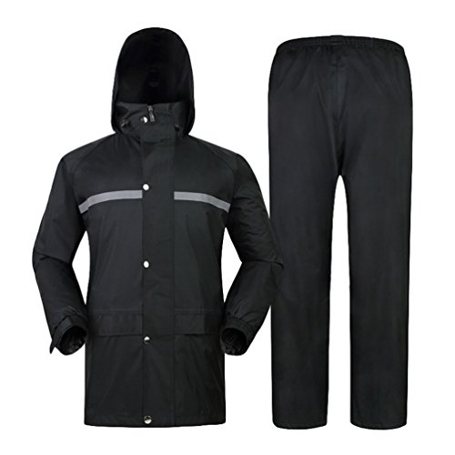 Yiiquan Unisex Adulto Pantaloni e Giacche Impermeabil, Tuta Antipioggia Completo per Bici Moto (Nero, Asia L)