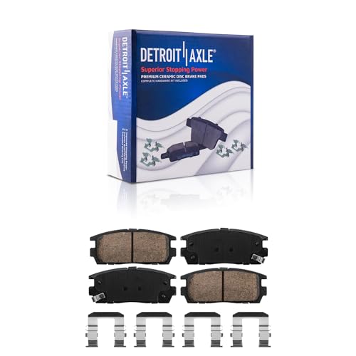 Image of Detroit Axle - Rear 4pc Brake Kit for Chevy Equinox Captiva Sport Saturn Vue Pontiac Torrent Suzuki XL-7, Drilled & Slotted Disc Brake Rotors Ceramic Brake Pads Replacement
