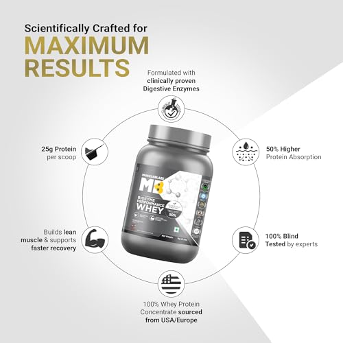 Image of MuscleBlaze Biozyme Performance Whey Protein Powder, 1kg (2.2lbs) | Triple Chocolate | 25g Protein Per Scoop | Clinically Tested 50% Higher Protein Absorption