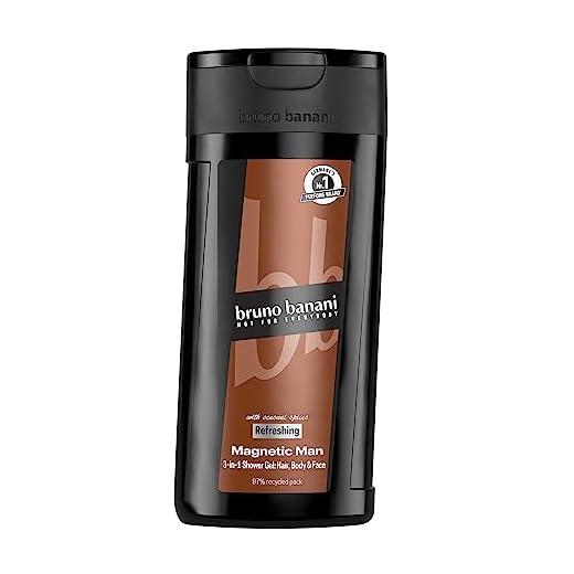 bruno banani Magnetic Man Shower Gel, 3-in-1-Duschgel mit fesselnd-holziger Ambernote, 250ml