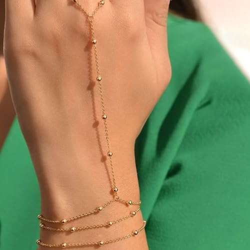 YANCHUN Hand Chain Bracelet Ring Bracelet Hand Chain Trendy Gold Bracelets Adjustable Rhinestone Hand Jewelry Gifts for Women YANCHUN Hand Chain Bracelet Ring Bracelet Hand Chain Trendy Gold Bracelets Adjustable Rhinestone Hand Jewelry Gifts for Women - Image 3