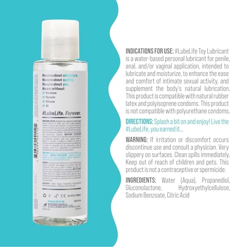 Image of LUBELIFE Water Based Toy Lube, Personal Lubricant, Safe for Toys 4 fl oz | Toy-safe water-based glide, non-staining, condom compatible, handy travel size, for men women and couples, easy water cleanup