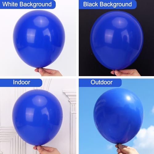 Image of RUBFAC 135pcs Royal Blue Balloons, Latex Balloon Different Sizes 18 12 10 5 Inch for Garland Arch Birthday Party Graduation Baby Shower Baseball Nautical Party Decoration
