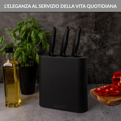 Ceppo Coltelli Da Cucina Elegante Vuoto Con Portacoltelli Universale | Organizer Stand Nero per Coltelli Da Chef | Design moderno | Porta Knife Block Kitchen Coltello Knives - immagine 4
