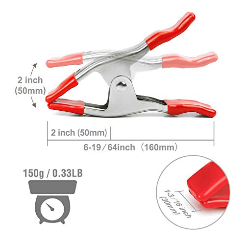 WORKPRO 8-Piece Spring Clamps, 6-19/64 Inch Heavy Duty Clamps with 2 Inch Jaw Opening, Protective Handles and Tips, Used for Backdrop Stand, Photo Studio, Background Muslin, Paper - Image 2