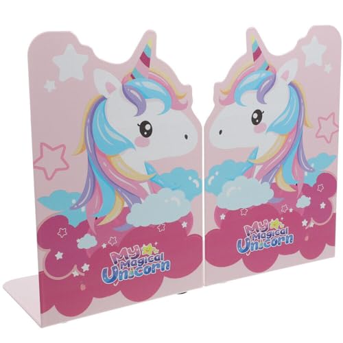 Image of oddpod Magical Unicorn Laser-Cut Metal Bookends /Heavy Duty Non-Slip Book Stands for Home, Office, Kids Study Table, Nursery, Library and Schools
