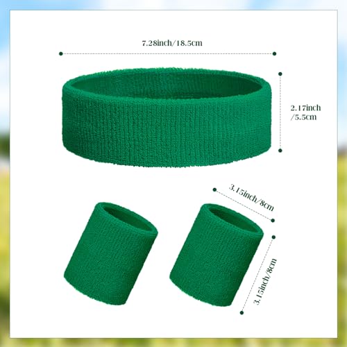 Image of 24 Pieces 80s Neon Sweatbands Set, Include 8 Sports Headbands and 16 Sweat Wristbands Elastic Athletic Tennis Sweat Bands Bulk for Man Woman