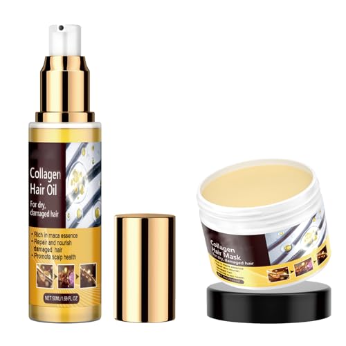 Acondicionador Para El Cabello Con Aceite De Argán, Tratamiento De Colágeno Para Cabello Seco Y Dañado, Aceite de Pelo Maca Esencia, Colágeno Aceite Pelo Reparación Profunda