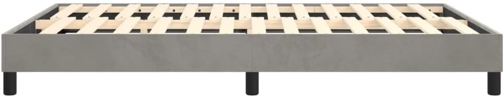Full Size Bed Frame Light Gray Velvet Fabric Platform Foundation with Storage, Sturdy Slatted Design, Easy Assembly, Modern Minimalist Bedroom Furniture Mattress Support