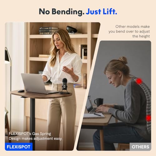 Image of FLEXISPOT Mobile Gas Spring Lift Standing Desk 90 Tilting,Double Folding