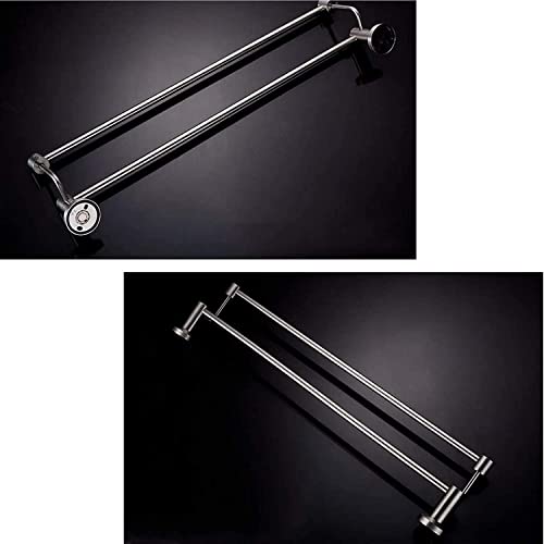 Porte-serviette mural double acier inoxydable 70cm, support et barre de rangement