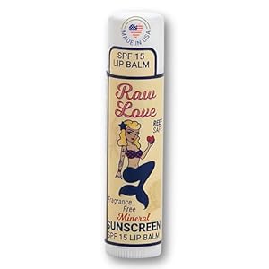 Raw Love SPF 15 Mineral Sunscreen Lip Balm | Reef Safe, Hawaii 104 Reef Act Compliant, Fragrance-Free | Broad Spectrum Natural Lip Care with Non-Nano Zinc Oxide | Made in USA | 0.15 Oz
